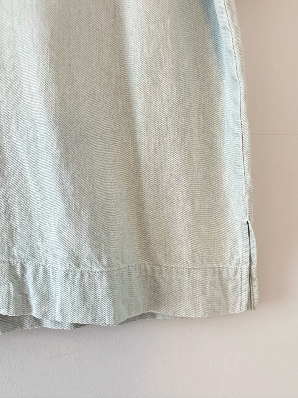 Ilana Kohn Denim Short Sleeve Blouse Flowy Boxy Oversized Collar Blue - Picture 3 of 4